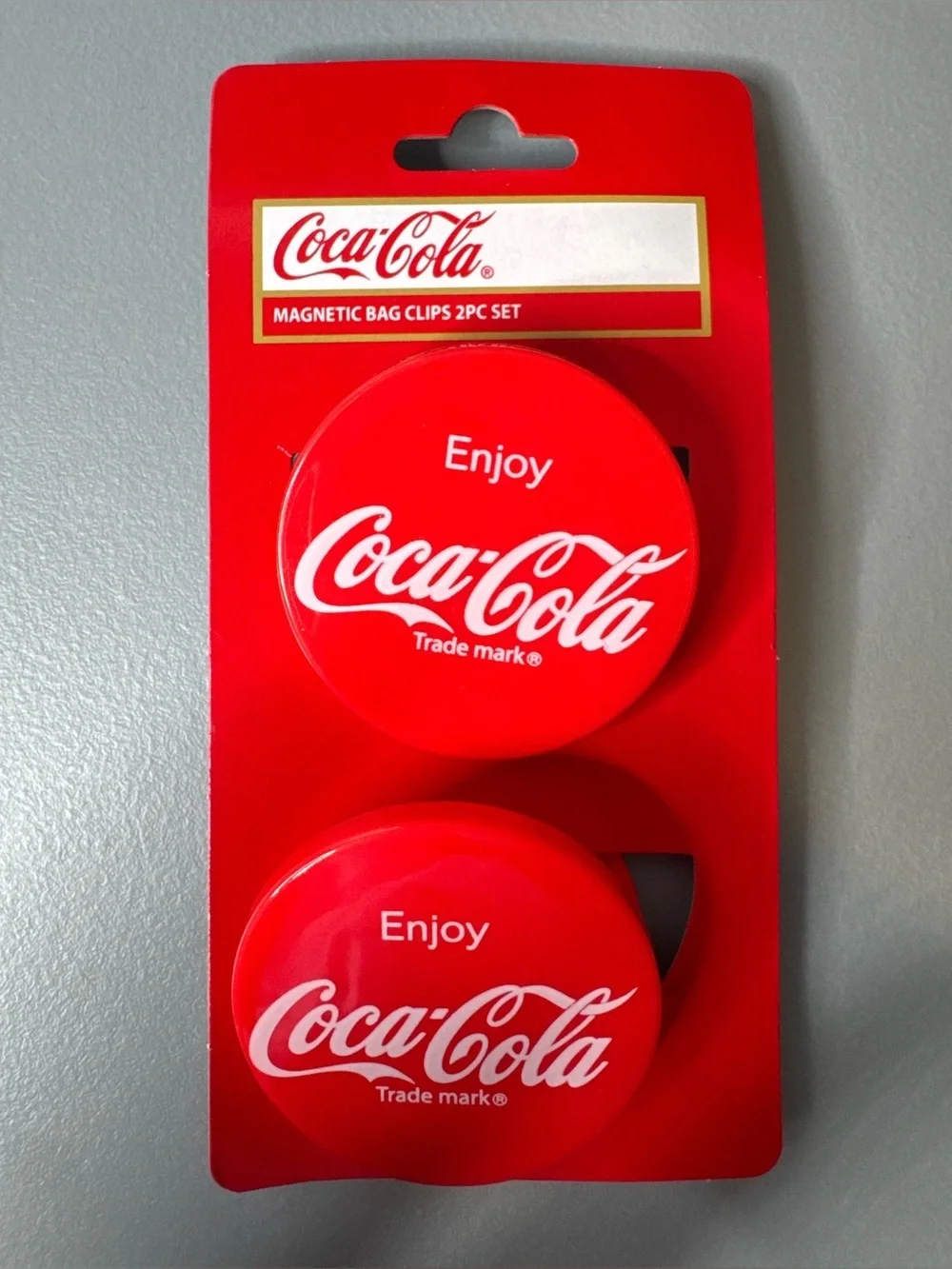 Coca Cola Red Magnetic Logo bag Clips 2-Pack  nostalgia